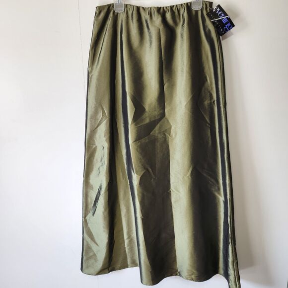 Cachet Dresses & Skirts - Cachet Olive Green A-Line Maxi Skirt Vintage Evening Satin Taffeta NWT Large